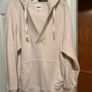 Aerie Cream V-Neck Hoodie